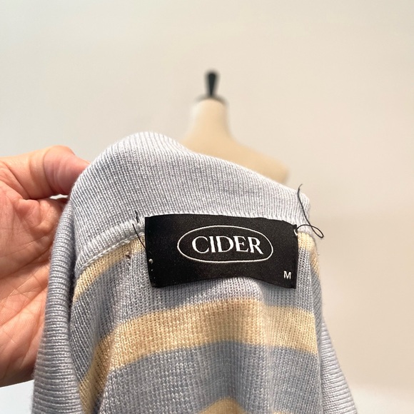 Cider Blue Cream Stripe Collar Long Sleeve Sweater Top - Picture 8 of 9